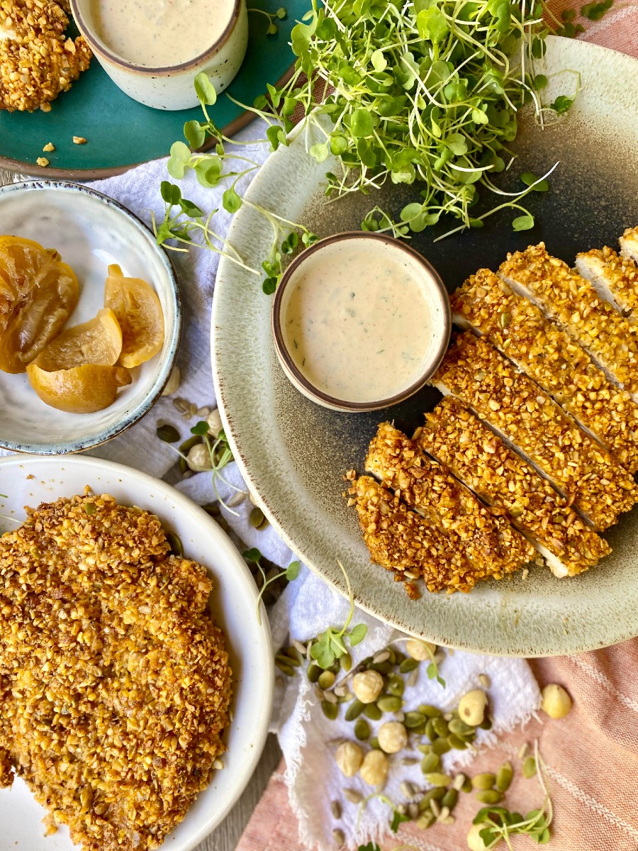 Nut Crusted Chicken Schnitzel Sacha Served What