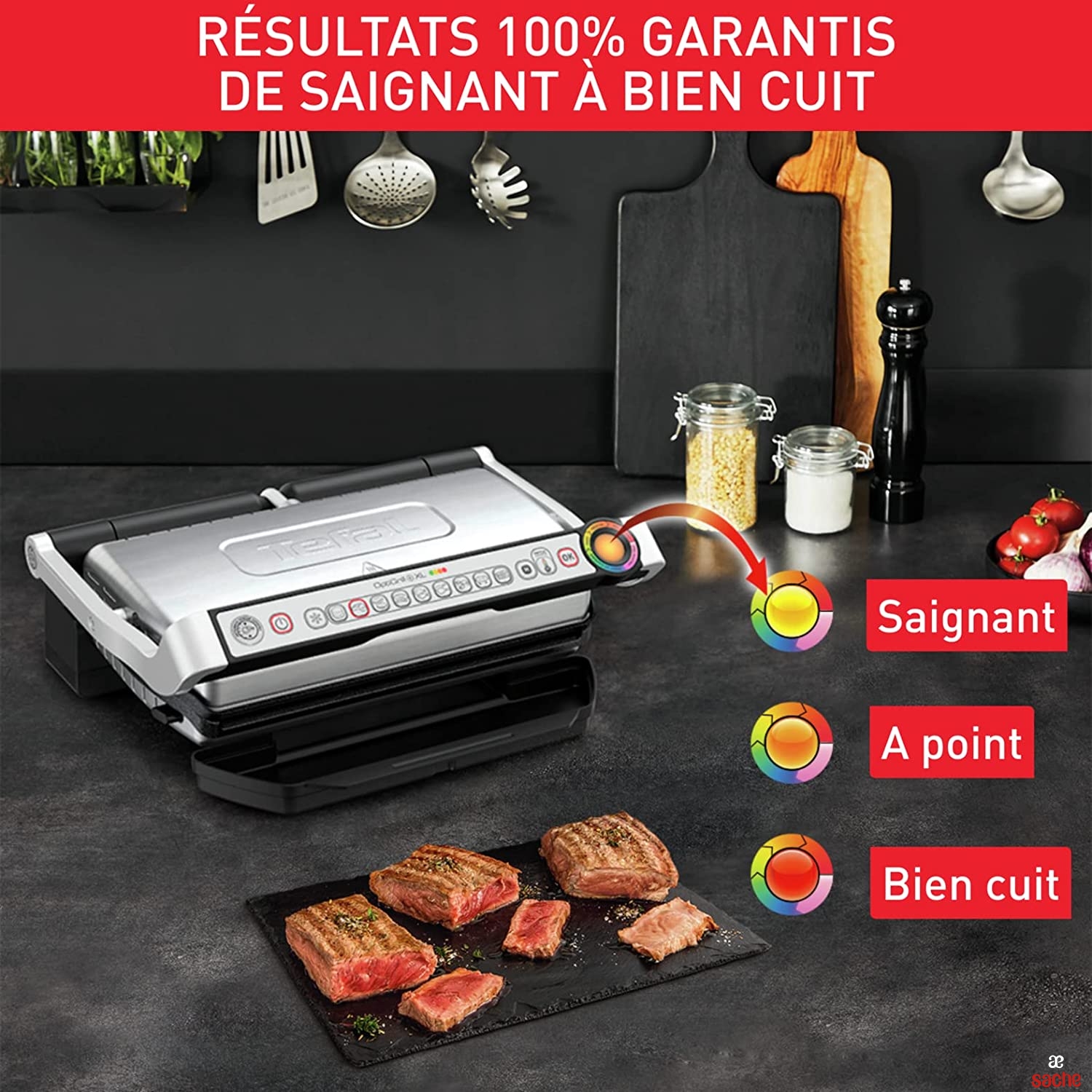 Grilleviande COMPACT GRILL 3 EN 1 TEFAL GC308812, grille viande
