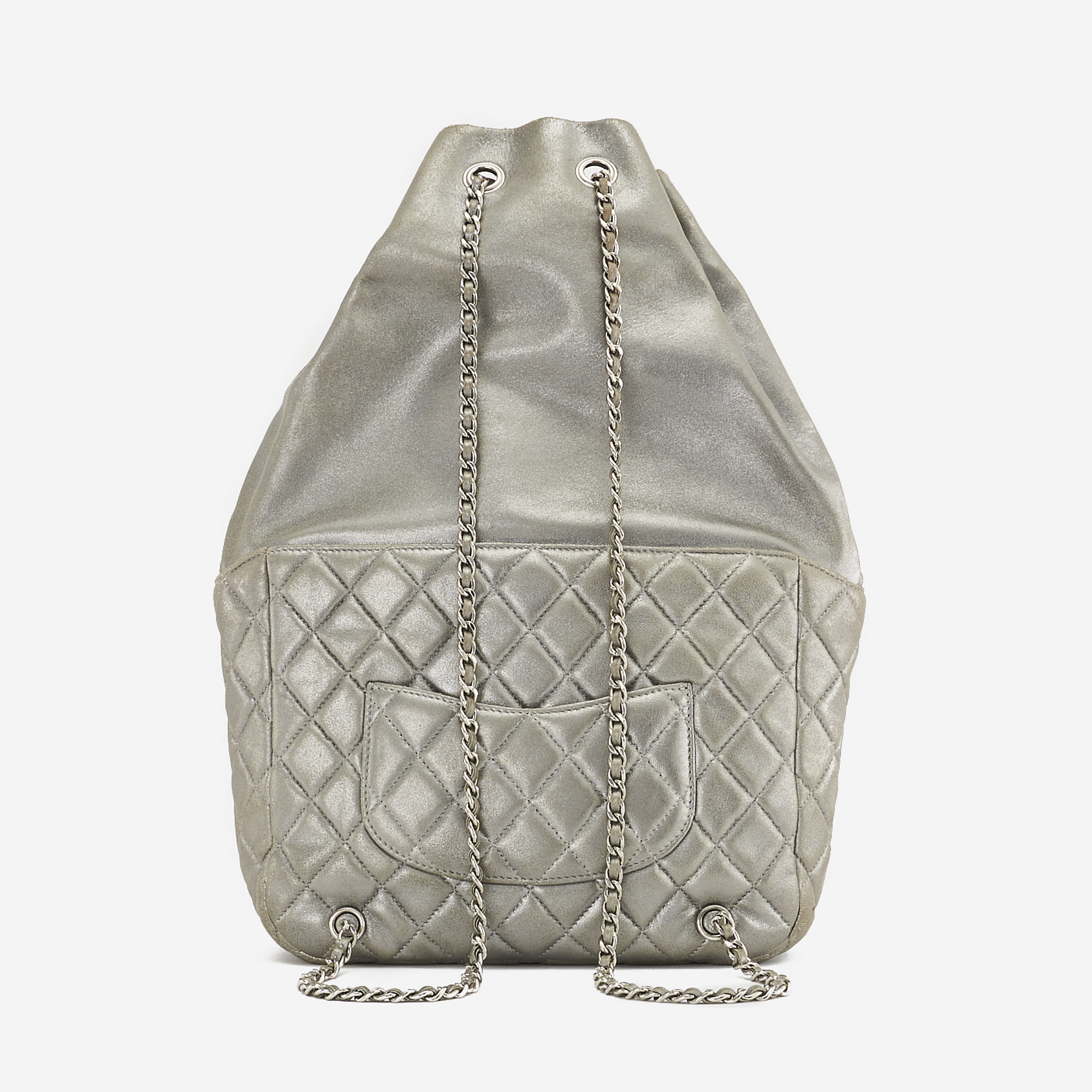Chanel Backpack Lamb Silver SACLÀB