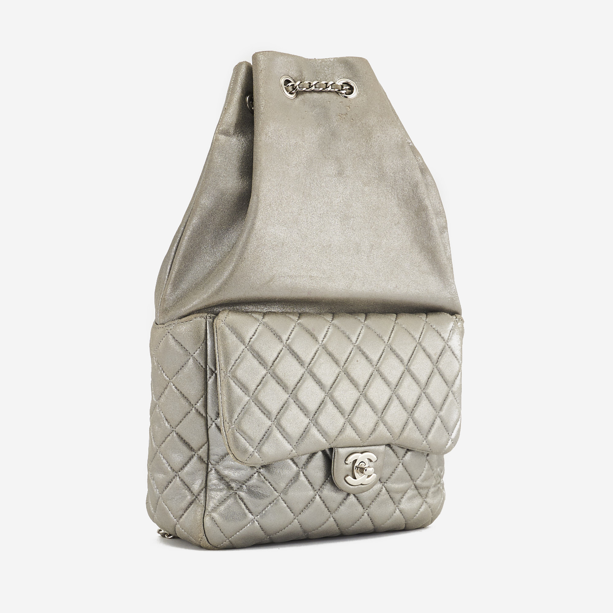 Chanel Backpack Lamb Silver SACLÀB