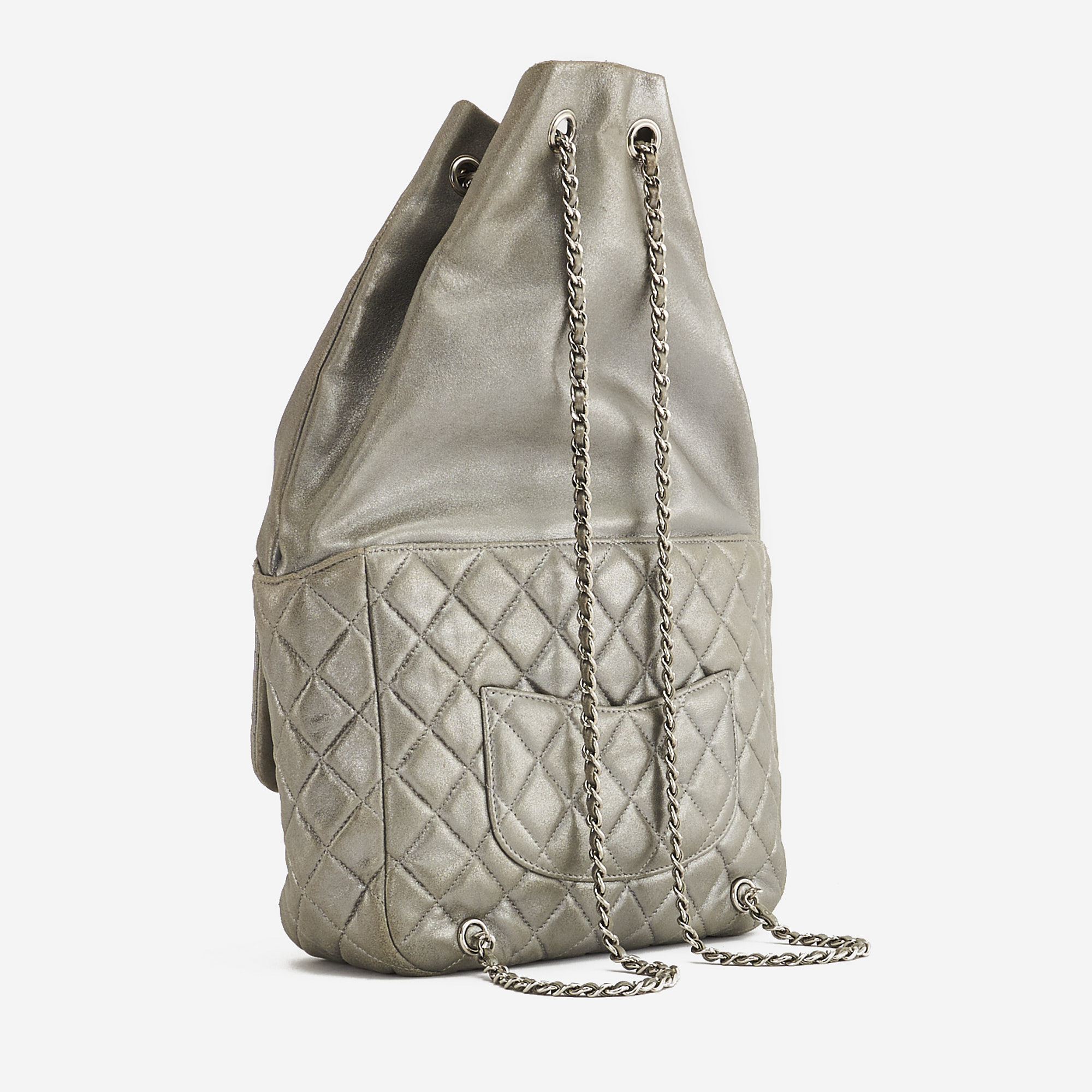 Chanel Backpack Lamb Silver SACLÀB