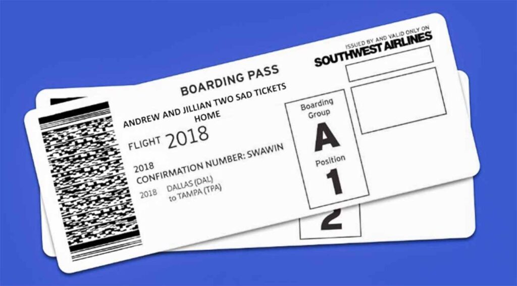 Southwest Airline Ticket Template
