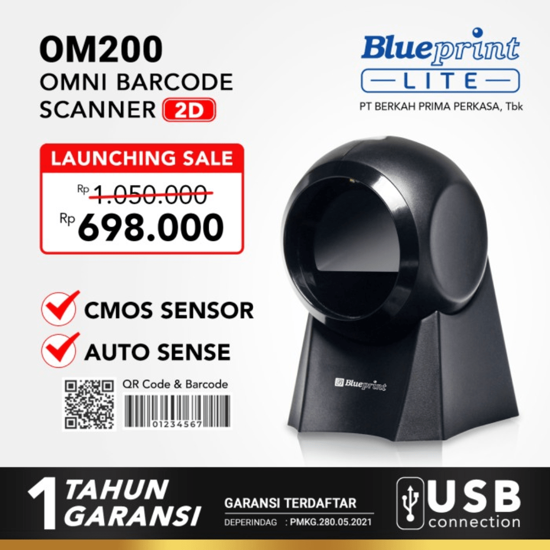 Blueprint OM 200 Omni Barcode Scanner 2D Auto Scan Sadar Jaya Komputer