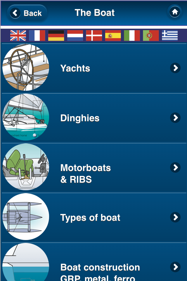 The Illustrated Boat Dictionary App in 9 Languages