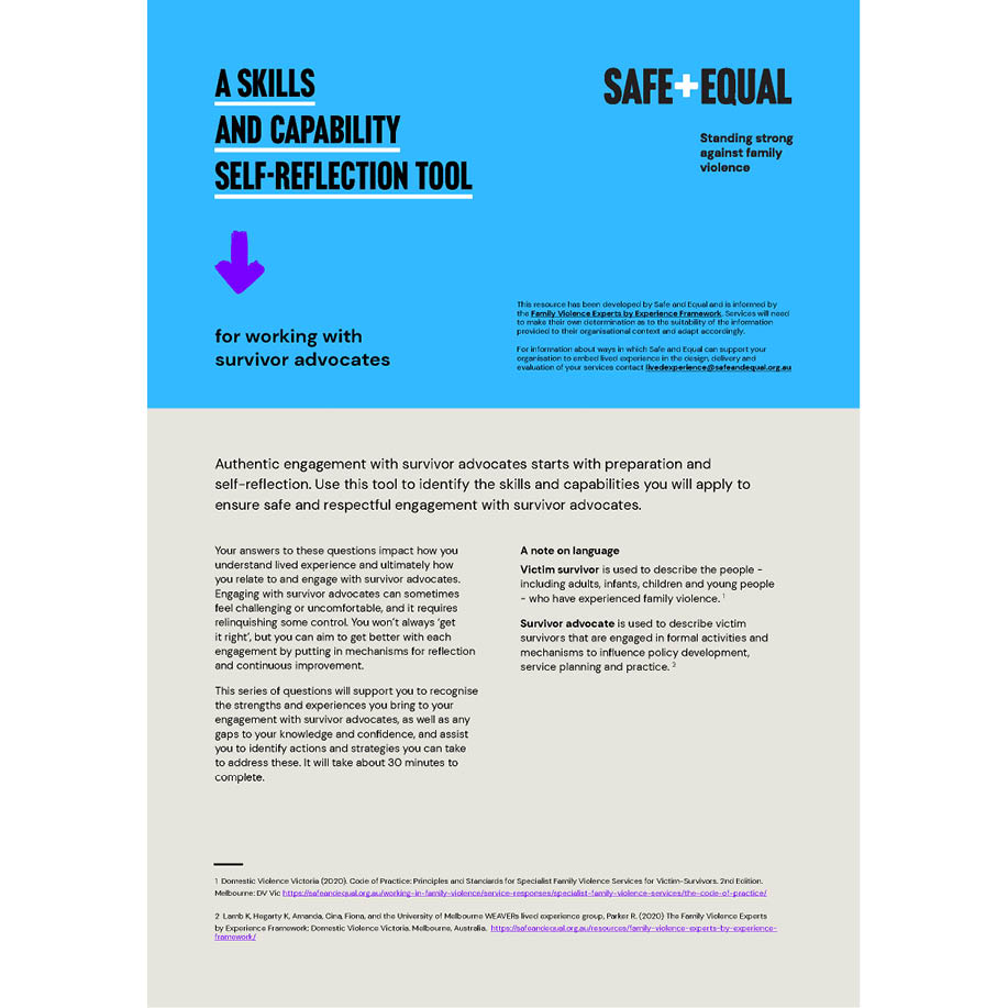 Skills and Capability SelfReflection Tool Safe and Equal
