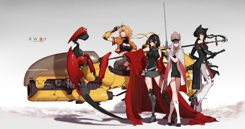 Safebooru 4girls ahoge alternate costume animal ears ankle boots arm