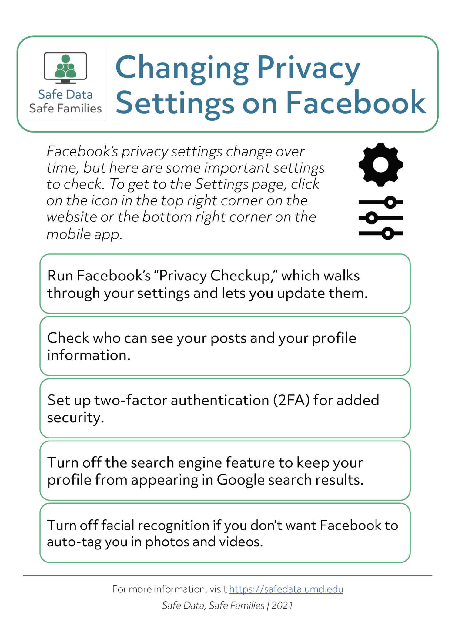 Changing Privacy Settings on Facebook Safe Data Safe Families