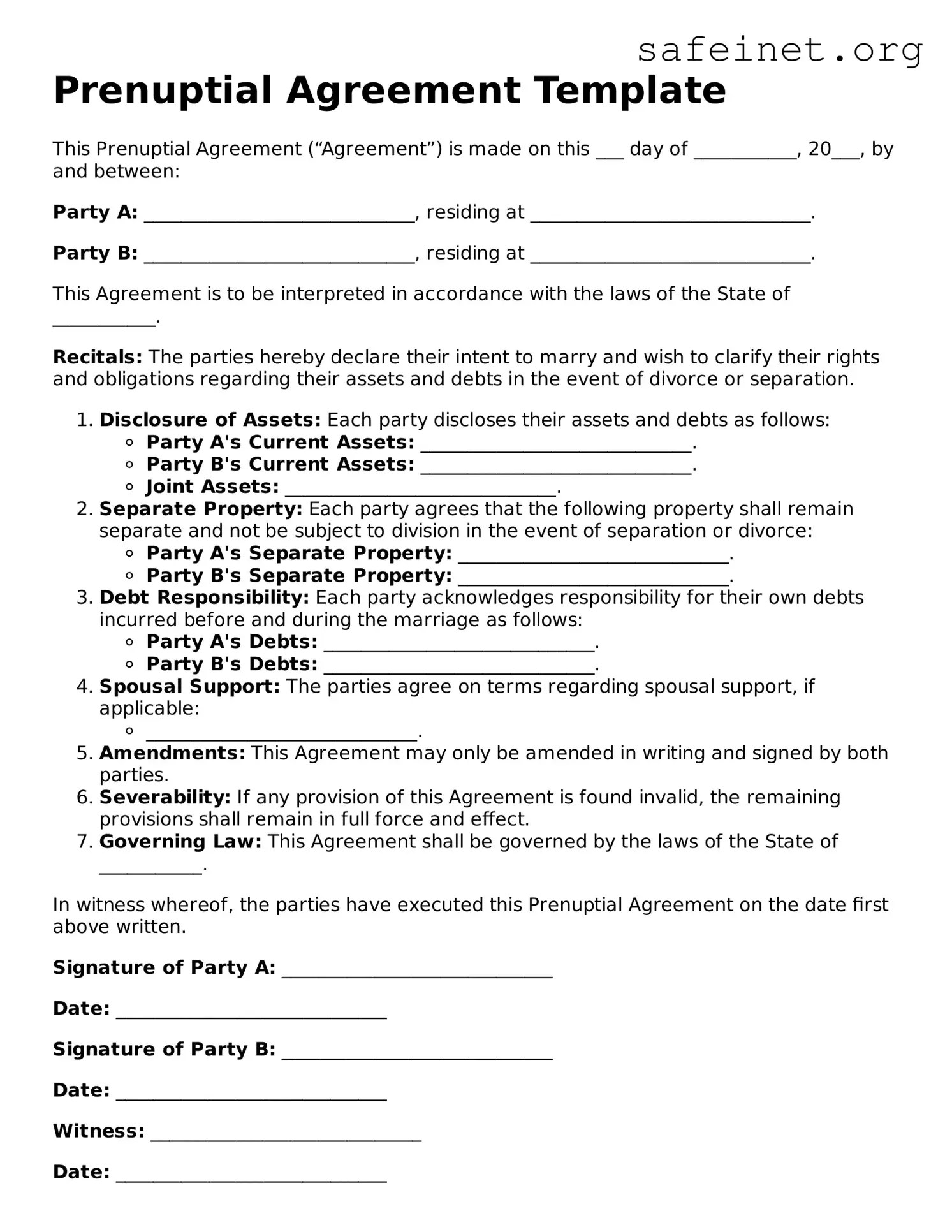 Free Prenuptial Agreement PDF Template ≡