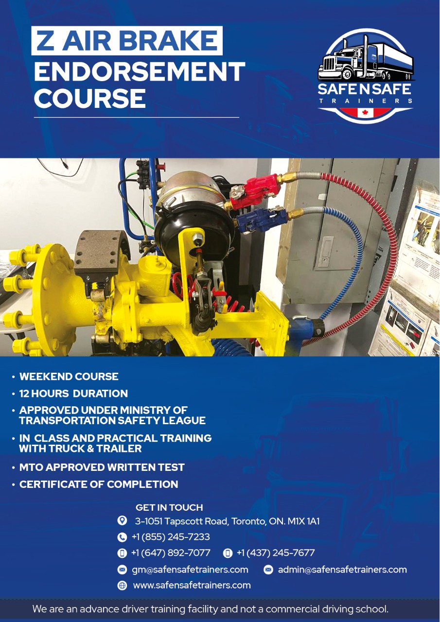 Z AIR BRAKE Endorsement COURSE Safe N Safe Trainers