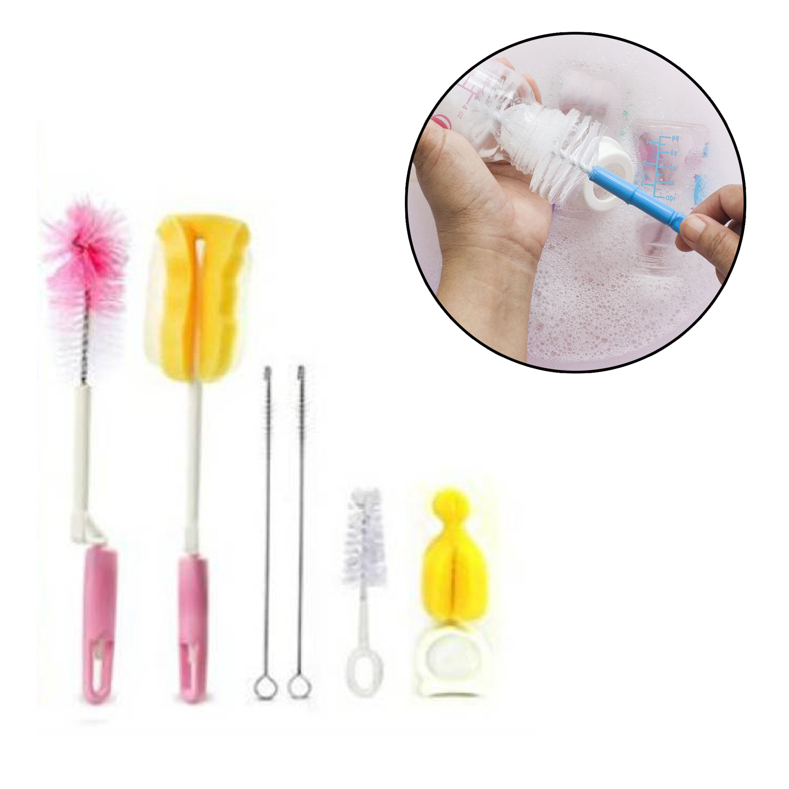 SafeOKid Baby Milk Bottle Nipple Straw Brush Sponge Nylon Bottle