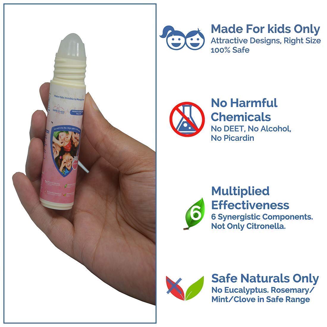 SafeOKid Herbal Mosquito Repellent Roll on/ No Eucalyptus extracts
