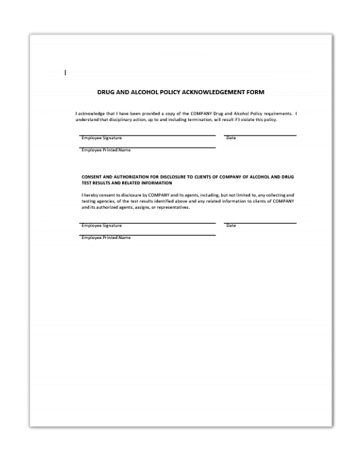 Drug Policy Acknowledgement Safety2Go