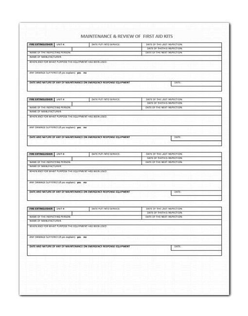 First Aid Kit Maintenance Record Safety2Go