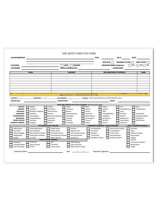 JSA Job Hazard Assessment Safety2Go