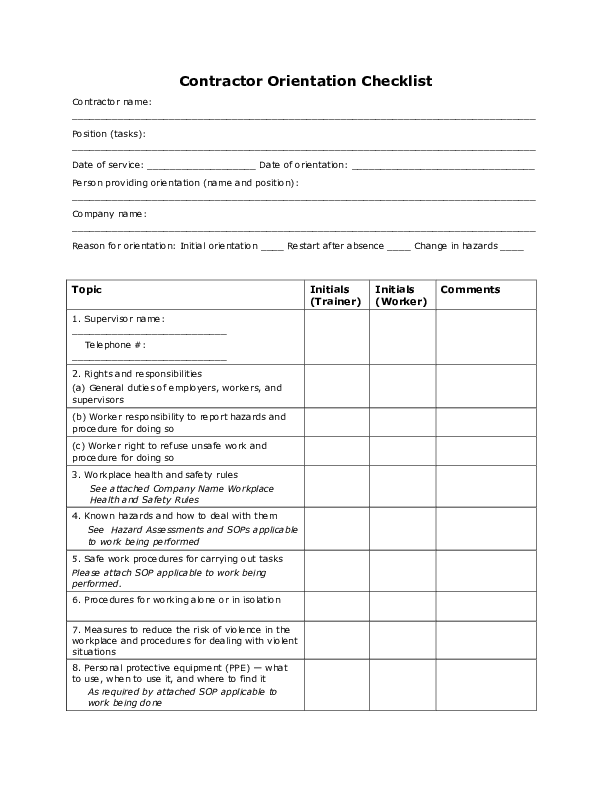 Construction Safety Orientation Form Template Constru vrogue.co
