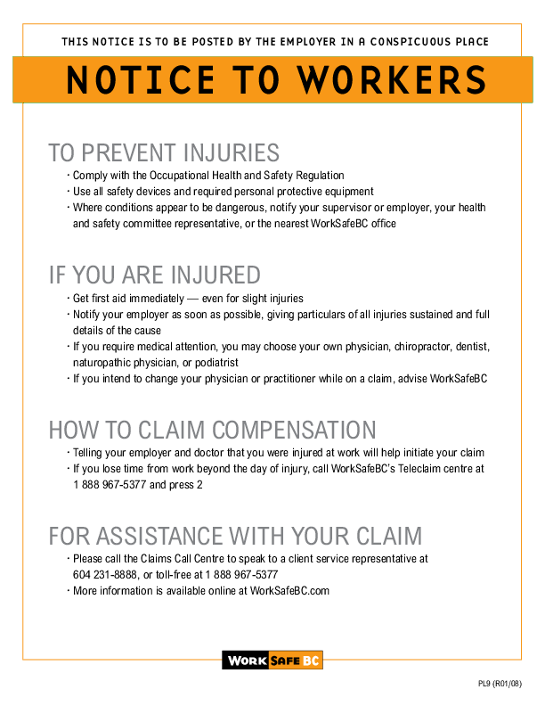 Notice to Workers Safety Driven TSCBC