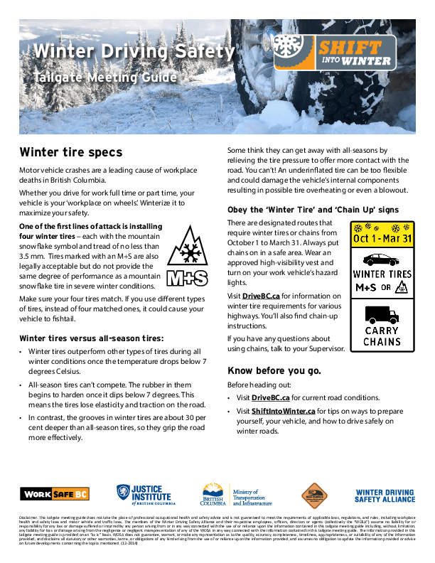 Winter Tire Specs Safety Driven TSCBC