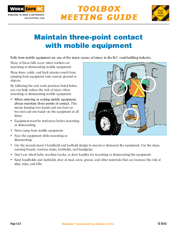 Maintain ThreePoint Contact with Mobile Equipment Safety Driven TSCBC