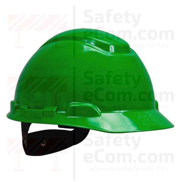 3M 704R Hard Hat, Green Safety Helmet 4Point Ratchet Suspension