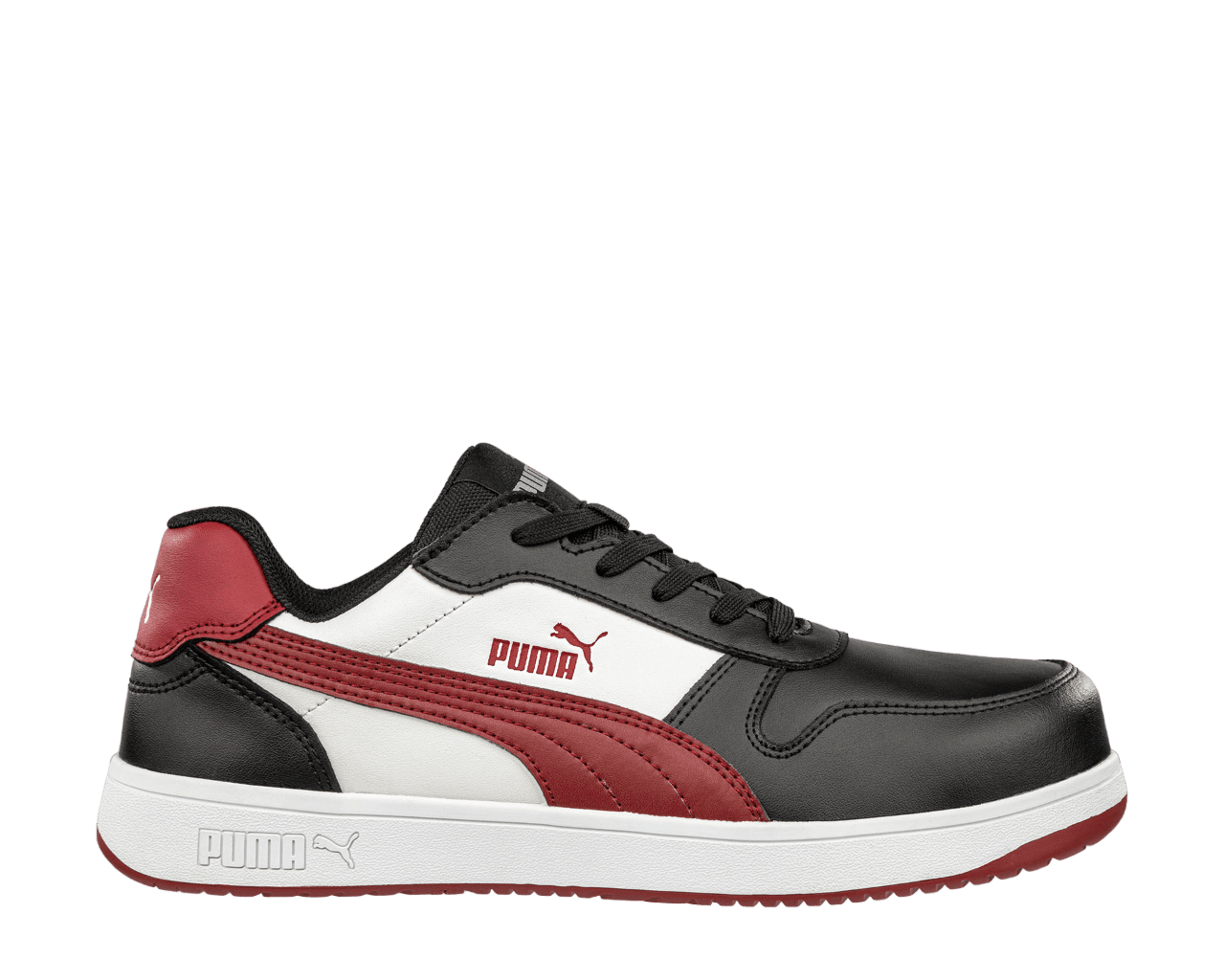 Jual PUMA SAFETY SHOES FRONTCOURT BLACK/WHITE/RED LOW 640200