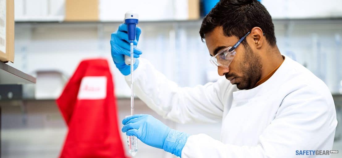 man wearing Safety Glasses in Laboratory 1