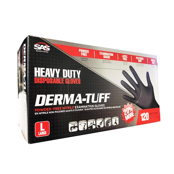 SAS DermaTuff Heavy Duty Disposable Nitrile Gloves 6 mil