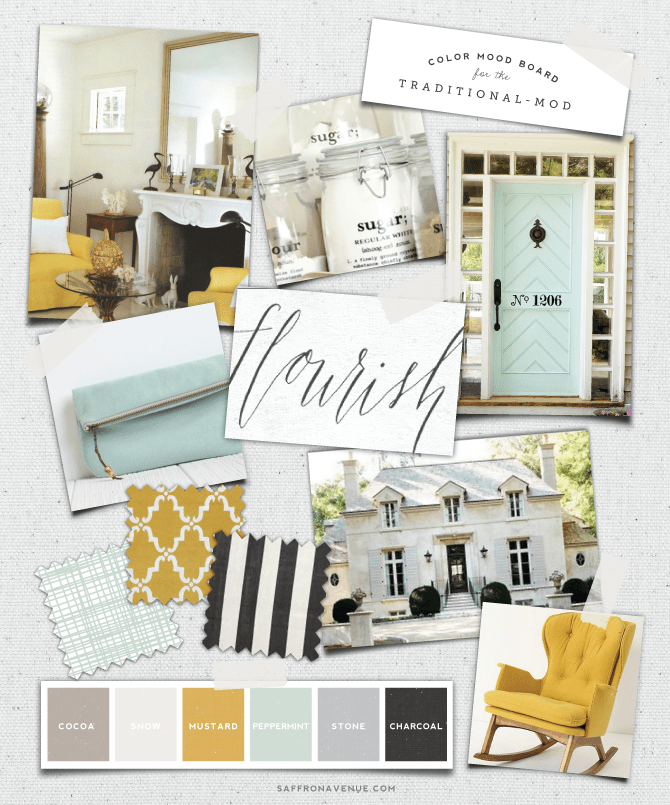 Mood Board Mint + Mustard for the TraditionalMod