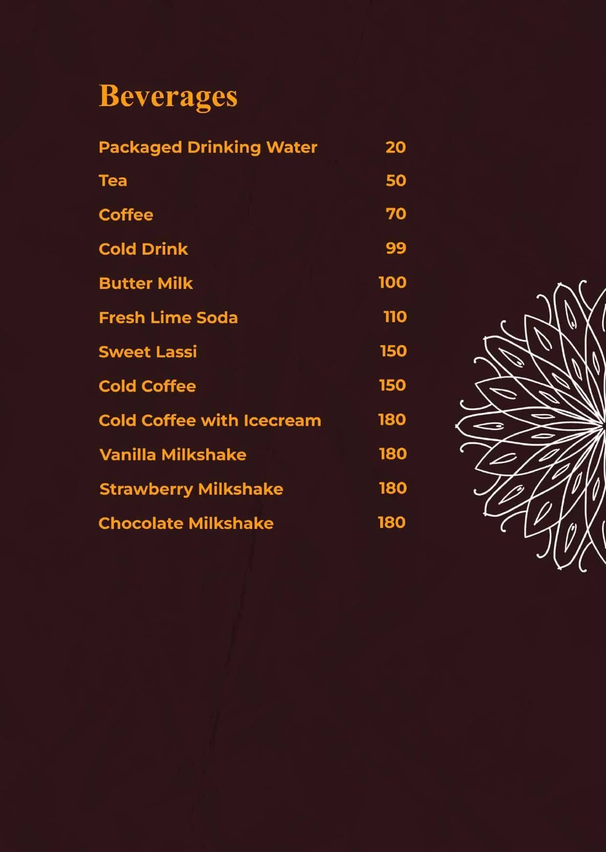 Menu Starter Saffron kitchen restaurant