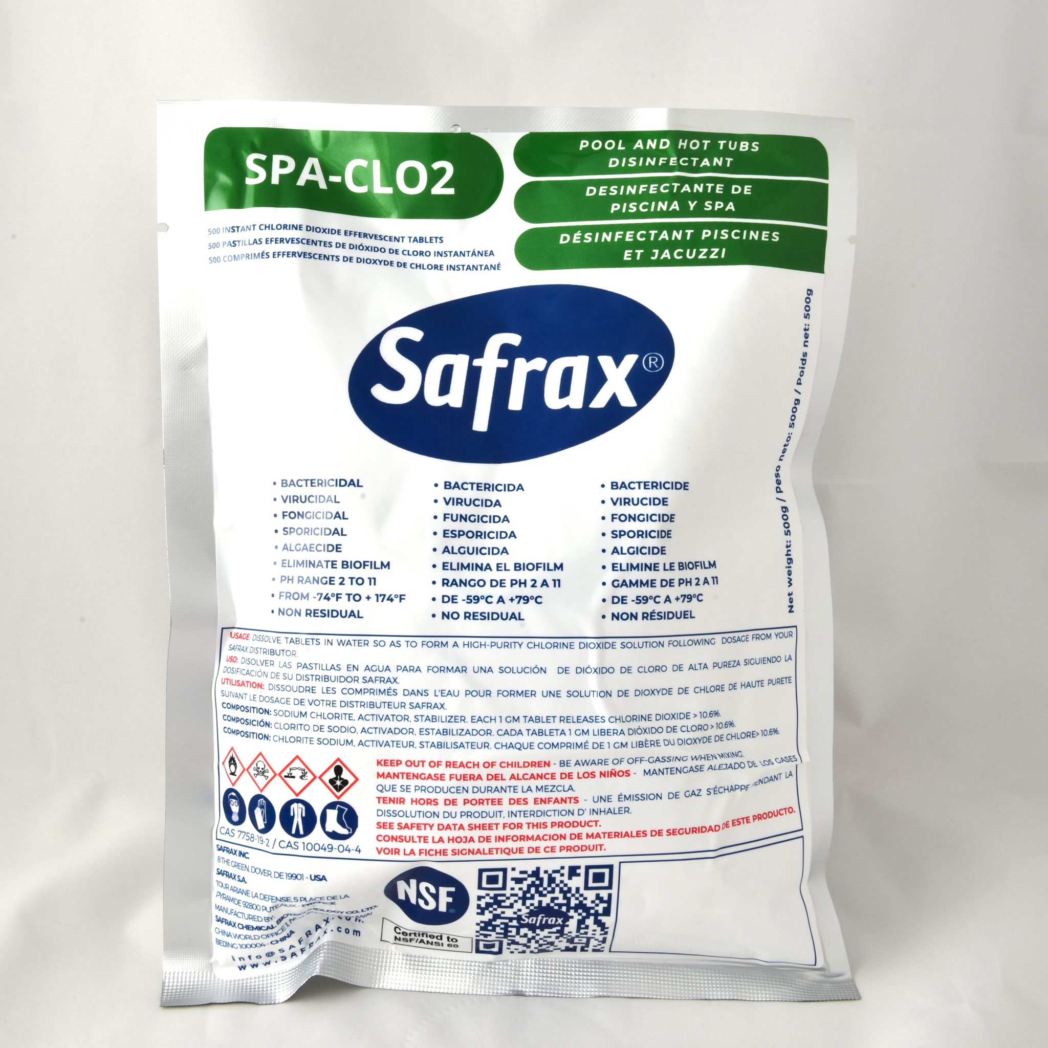 Chlorine Dioxide in SPA Jacuzzi pool Safrax Chlorine Dioxide