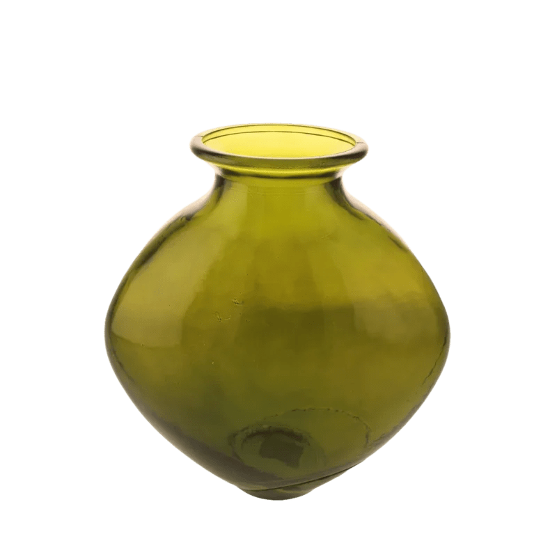 26cm Recycled Fluted Glass Fish Bowl SageDecor