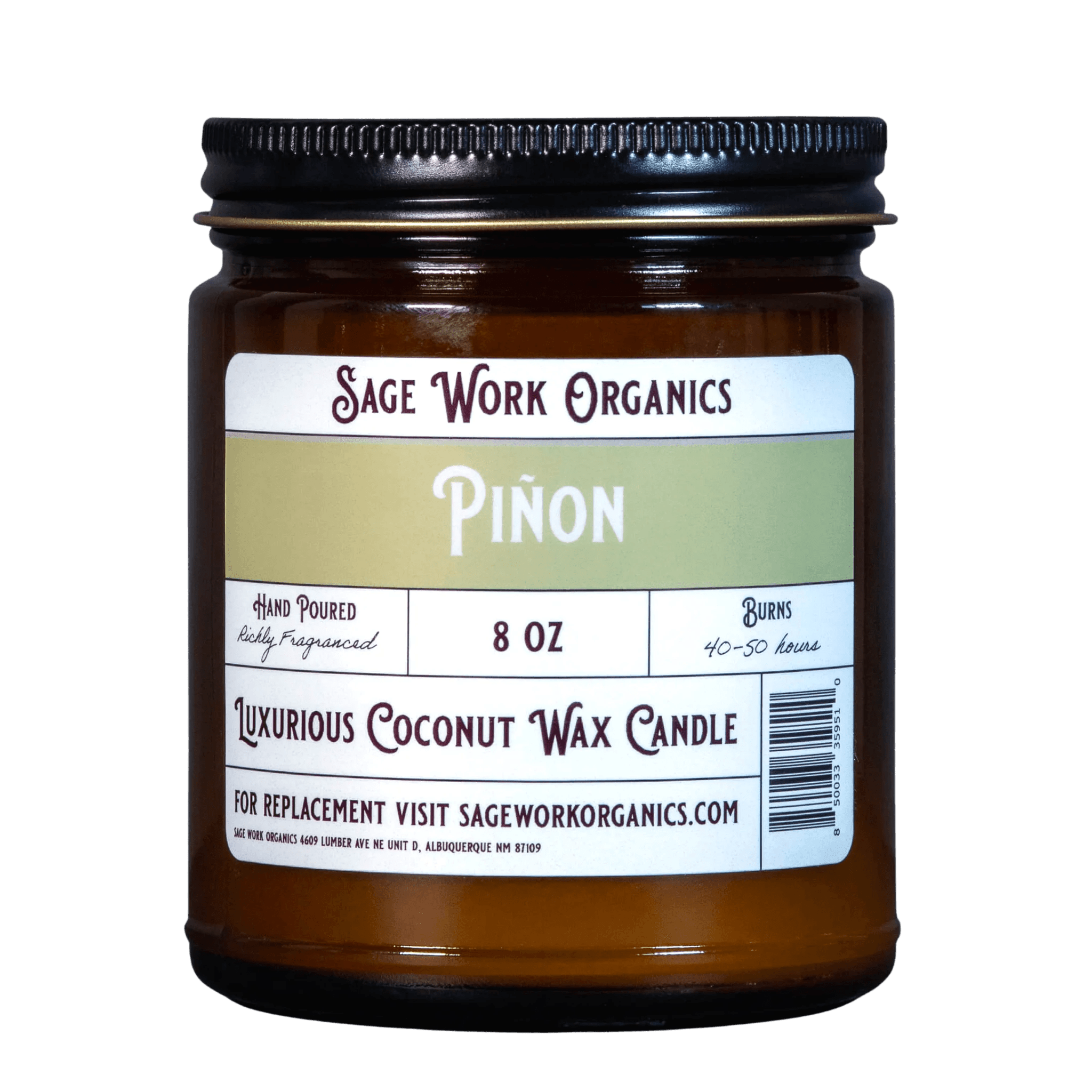 Camphor Pine Scented Pinon Candle from Sagework Organics SageWork