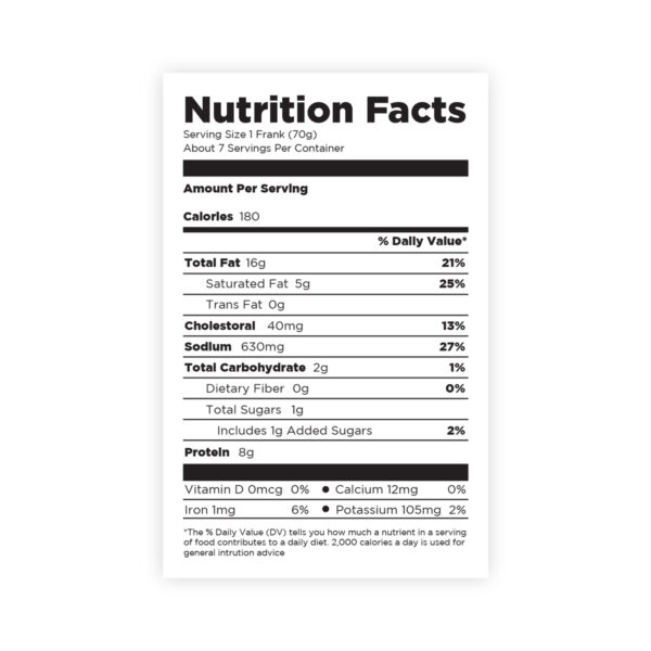 Natural Casing Pork & Beef Hot Dogs Sahlen Packing Co.