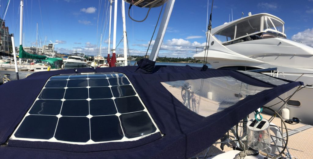 Adding Flexible Solar Panels on a Bimini Top Sailing With Bloom