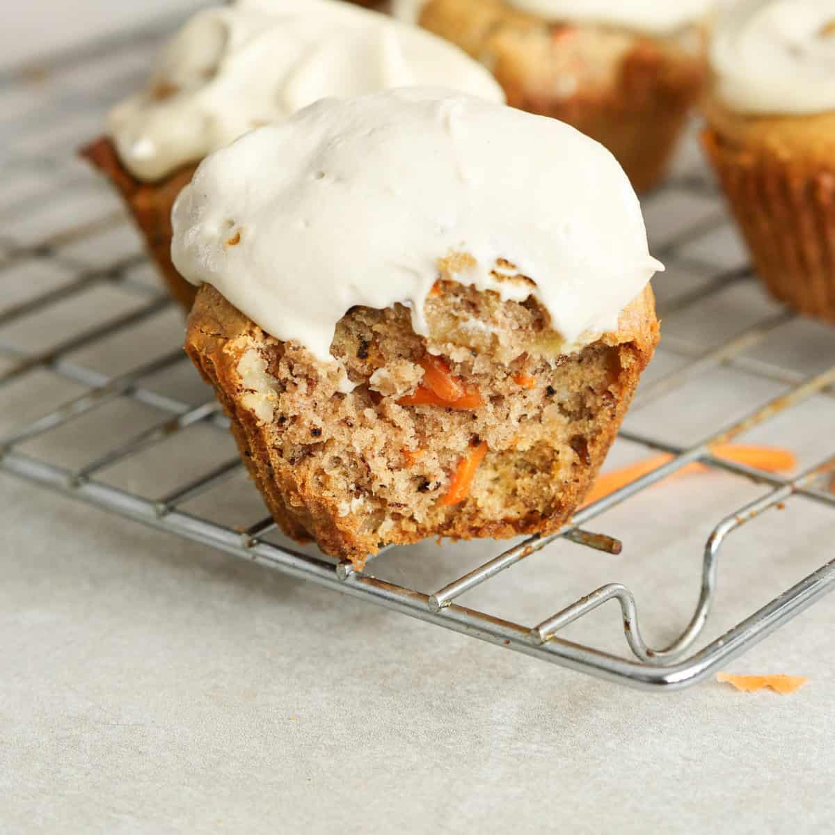 Carrot Cake Muffins With Vanilla Cashew Cream Frosting Healthy, Easy
