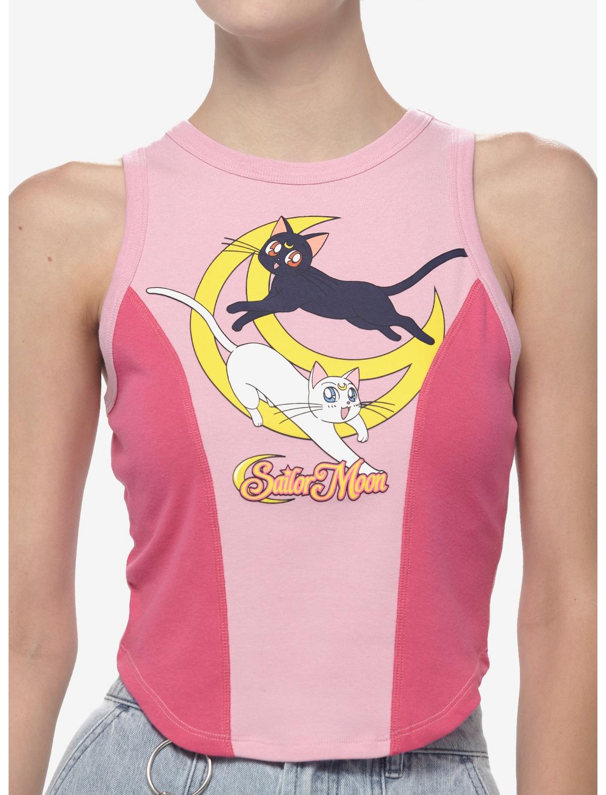 Hot Topic Sailor Moon Cats High Neck Crop Girls Tank Top