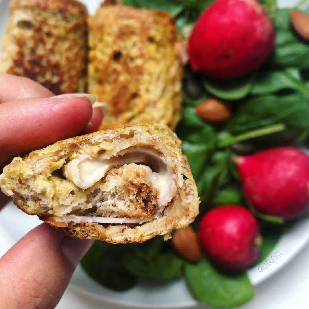 Roulé de pain de mie jambonfromage façon pain perdu Sainplement