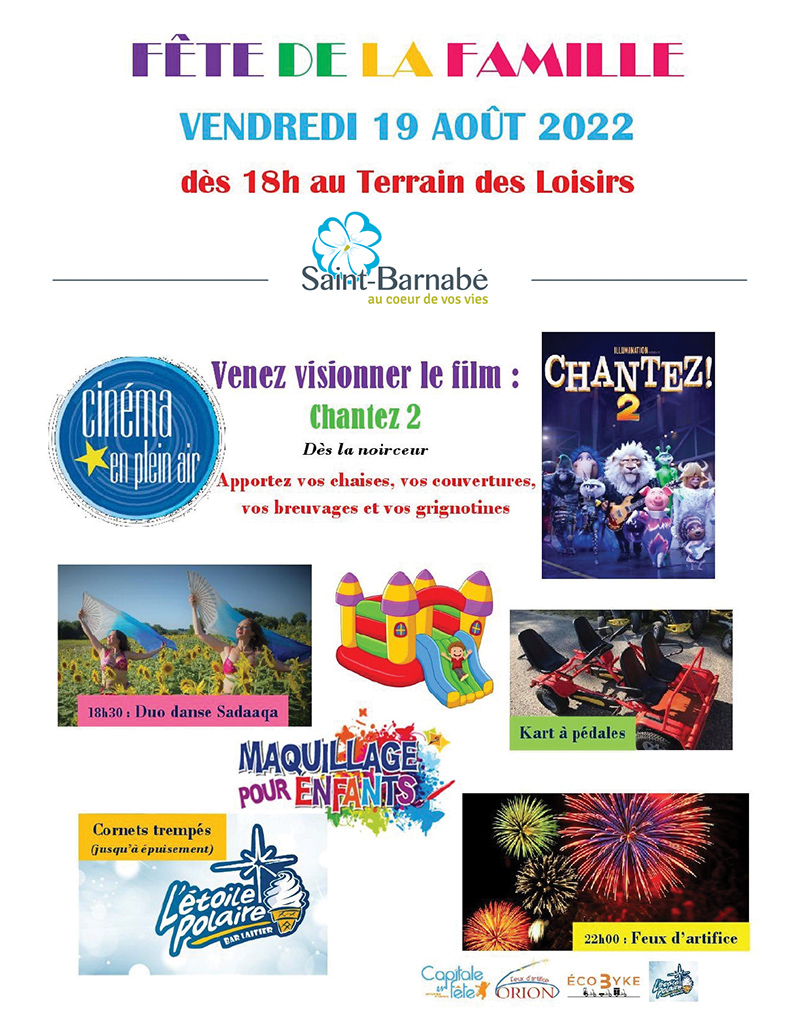 Fête de la famille 19 août Municipalité de SaintBarnabé