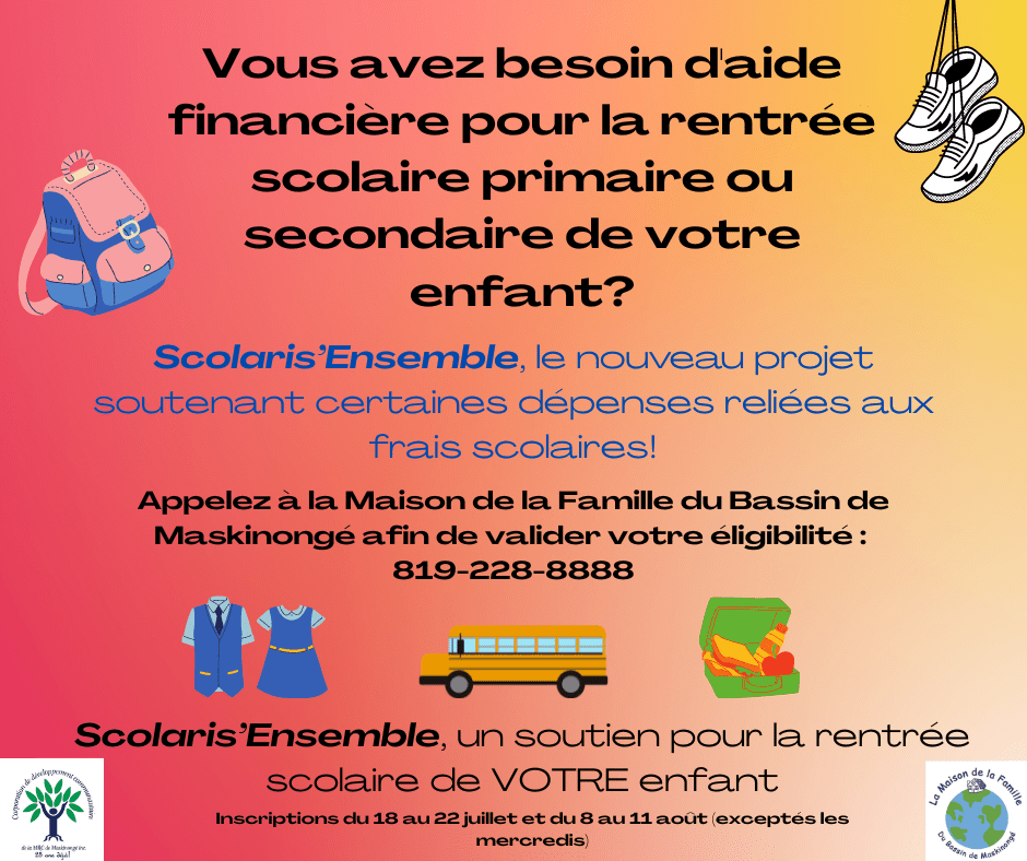 Aide financière pour la rentrée scolaire Municipalité de SaintBarnabé