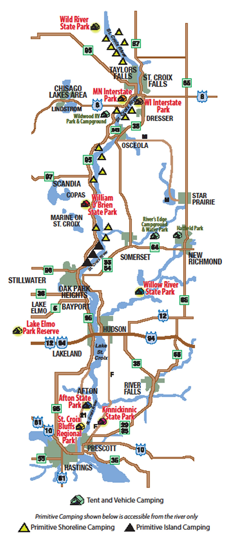 Camping Map Explore the Wild and Scenic St Croix Valley