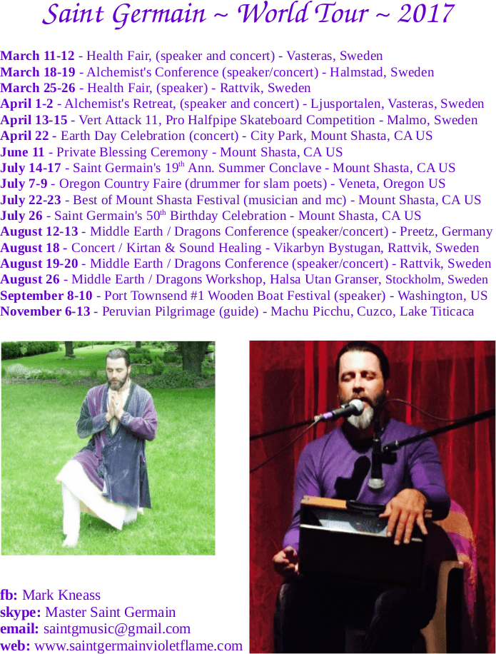 Calendar of Events Saint Germain of the Violet Flame
