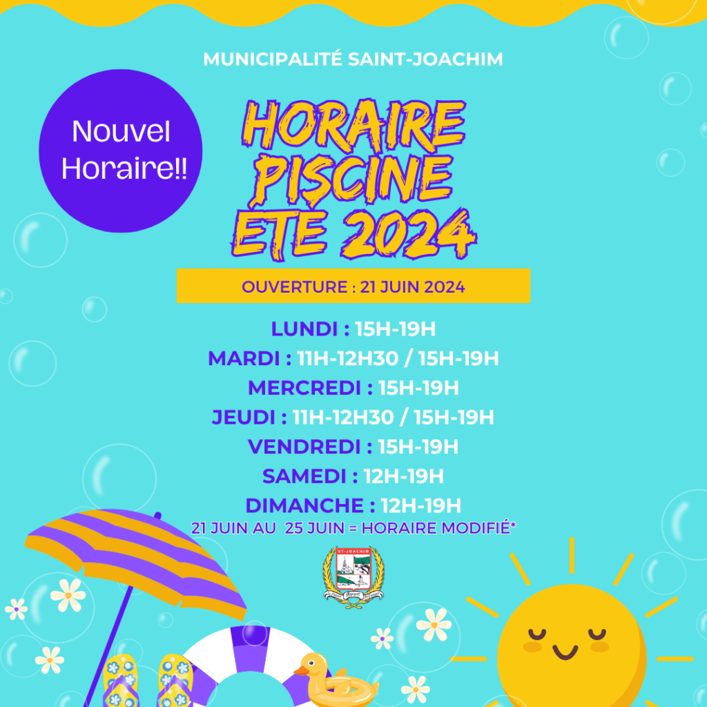 Piscine municipale Municipalité de SaintJoachim