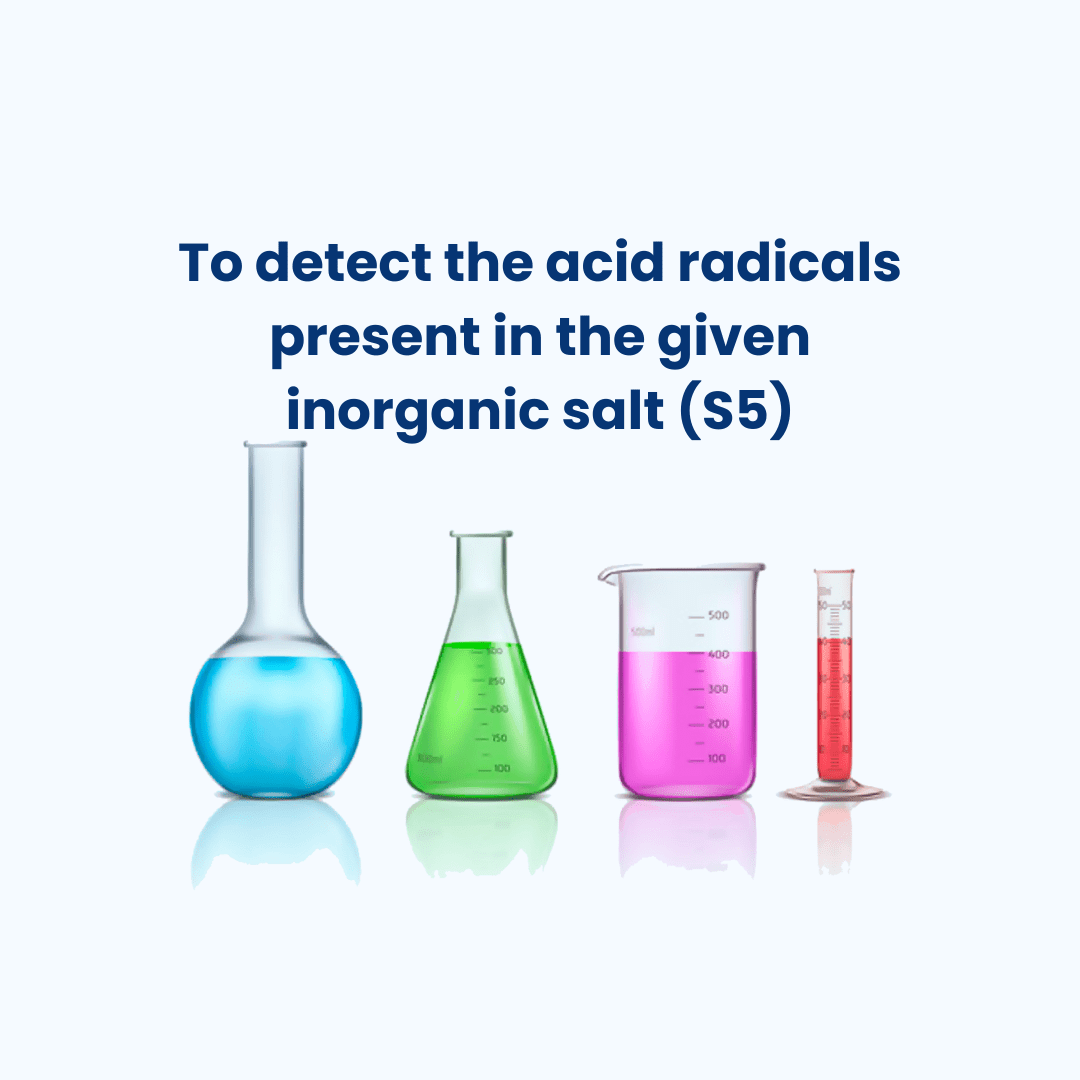Detection of the acid radical present in the given salt (S5
