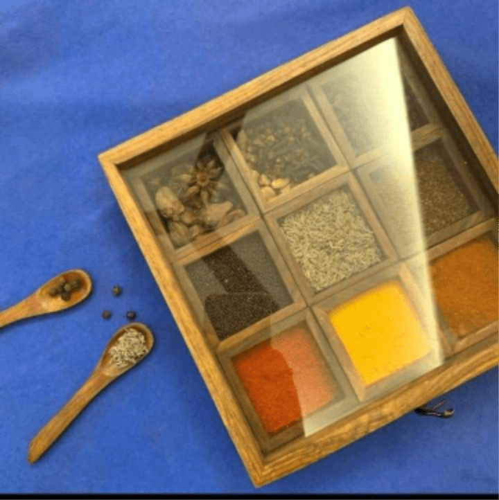 Wooden Spice Box 9 Containers Spice Box With Wooden Spoon Sajosamaan