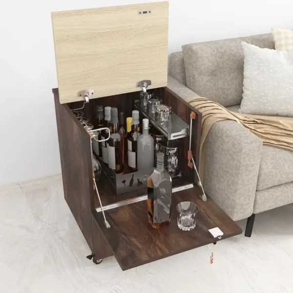 Mini Bar Wooden Bar Side Table For Living Room