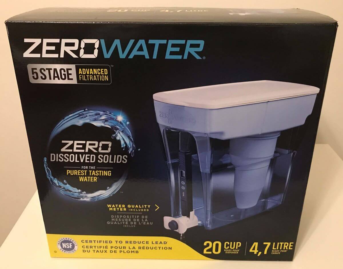 極細繊維クロス ZeroWater ゼロウォーター浄水器1.4L 交換フィルター6個付き 卓上ポット型浄水器 水質計測器付き ウォーター