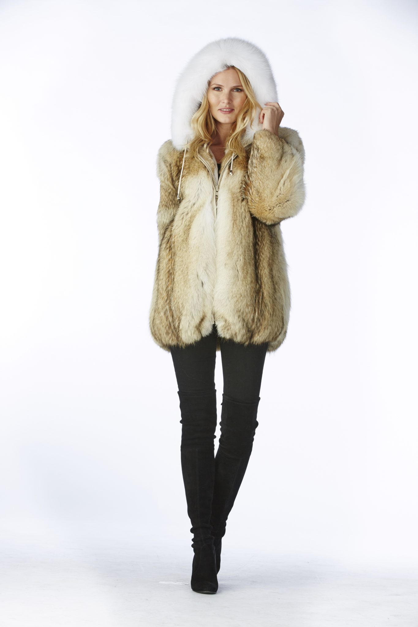 COYOTE ZIPUP PARKA Sakowitz Furs