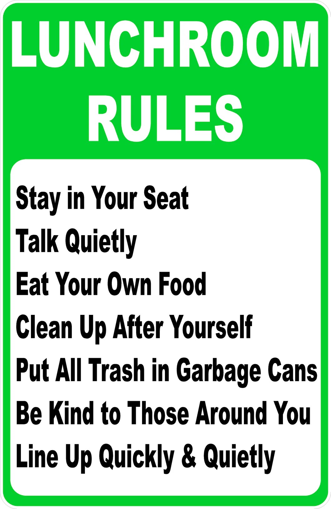 Lunchroom Rules Sign Signs by SalaGraphics