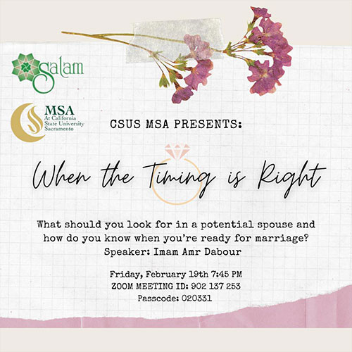 When The Timing Is Right Virtual Marriage SALAM Islamic Center