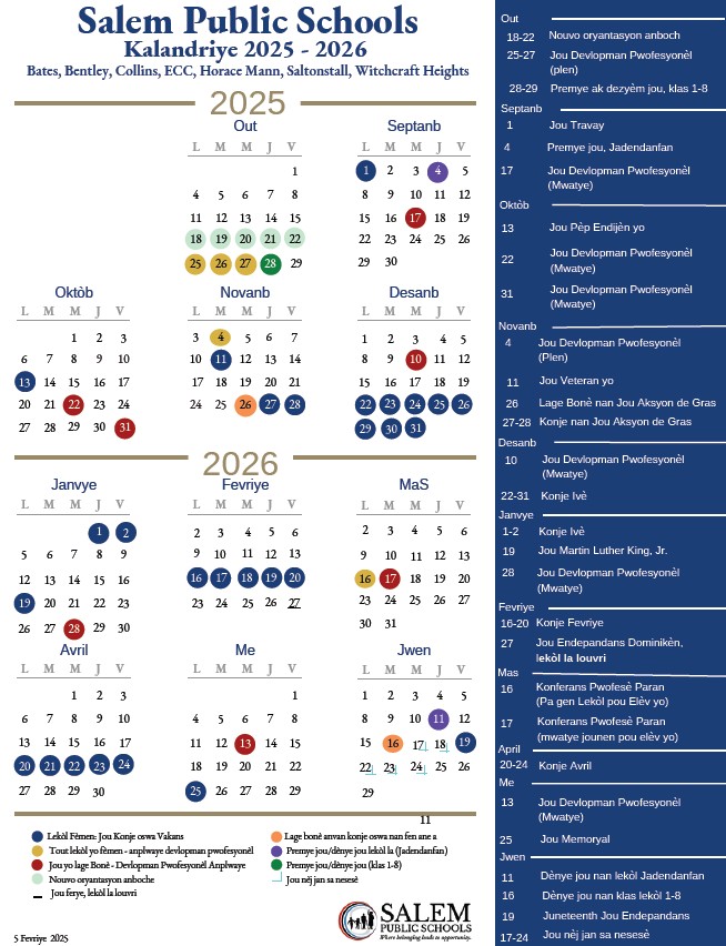 202526 Calendars Salem School District