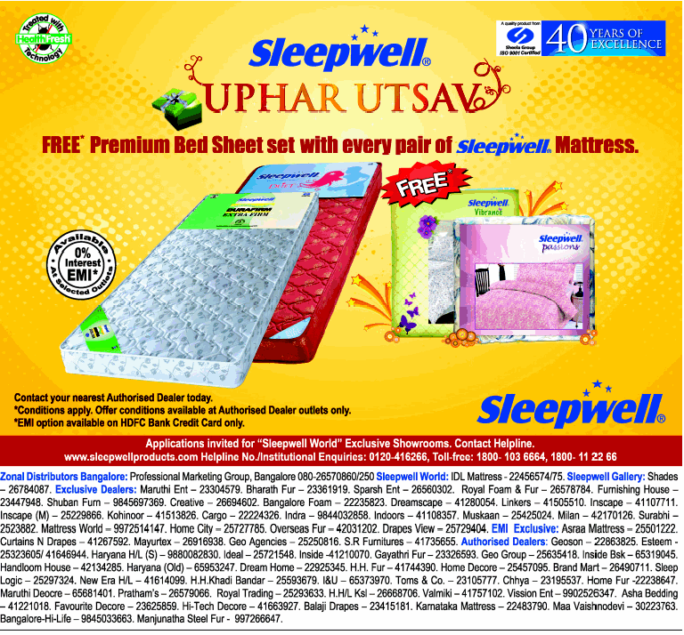 Sleepwell Uphar Utsav / Mumbai, New Delhi, Bangalore SaleRaja